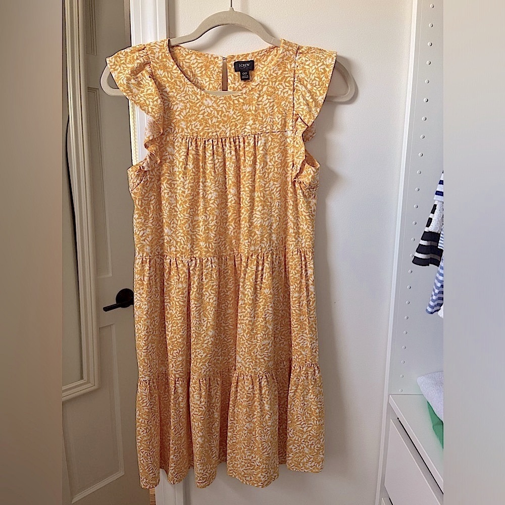 J.Crew yellow flutter sleeve mini dress EUC